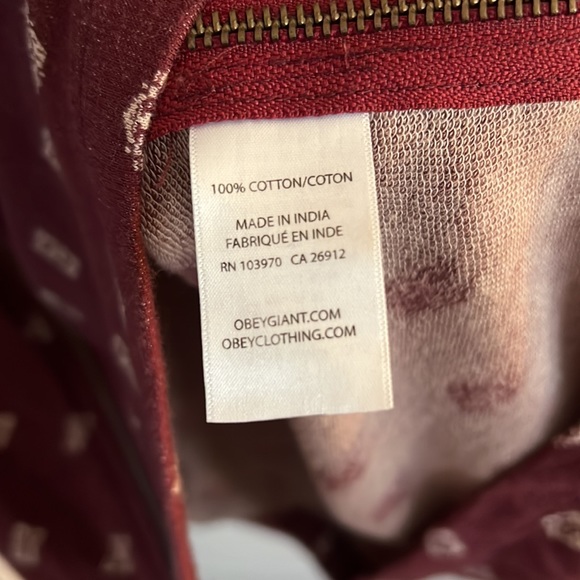 Obey Propaganda dark red/burgundy long sleeve mini dress with zips. Size Large. - Picture 9 of 9